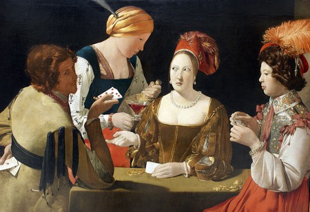 George de la Tour, De valsspeler met de ruitenaas, ca. 1630 kaartspel